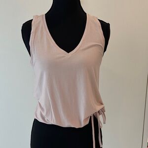 Express Light Pink V-Neck Tie-Hem Tank Top